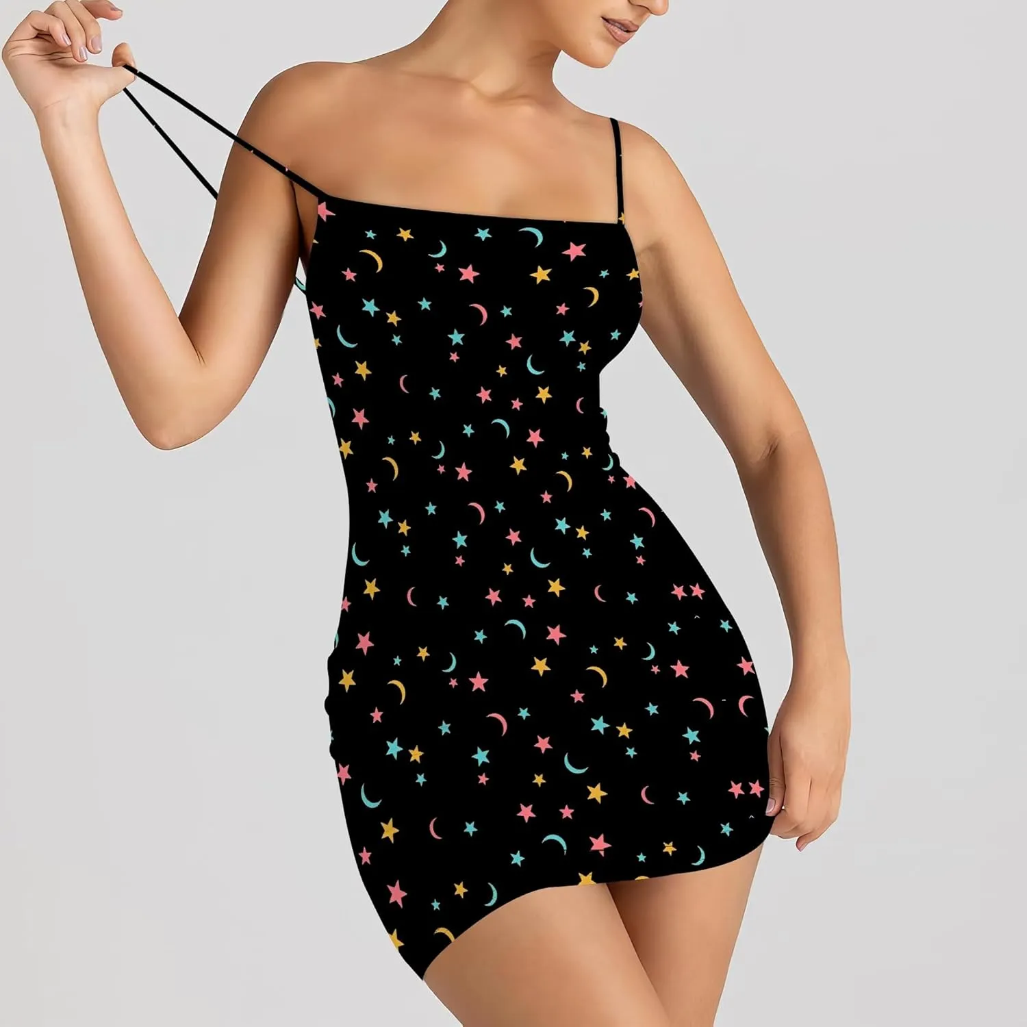 Sexy Mini Bodycon Dress for Women Spaghetti Strap Sleeveless Backless Sundress A Line Slip Short Dresses Party Club