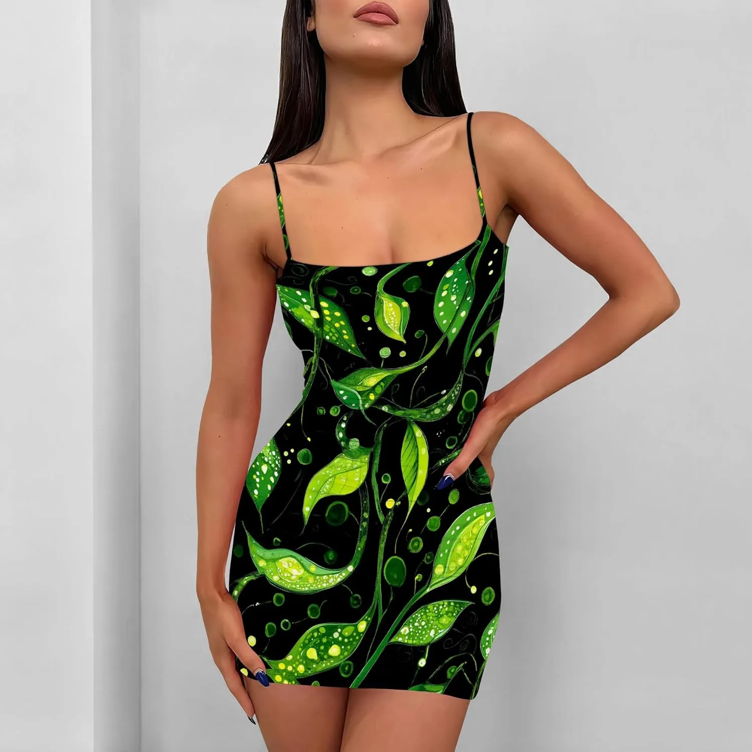 Sexy Mini Bodycon Dress for Women Spaghetti Strap Sleeveless Backless Sundress A Line Slip Short Dresses Party Club