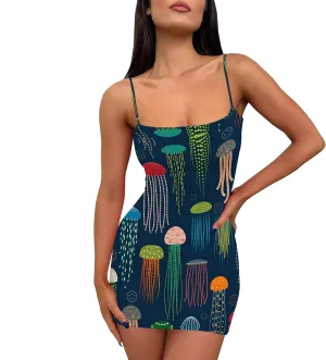 Sexy Mini Bodycon Dress for Women Spaghetti Strap Sleeveless Backless Sundress A Line Slip Short Dresses Party Club