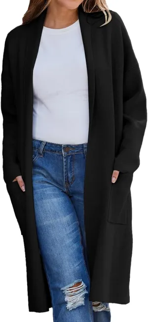 SHAOBGE Cardigan for Women Women's Autumn and Winter Solid Color Fashionable Thin Lapel Long Woolen Fall Outfits