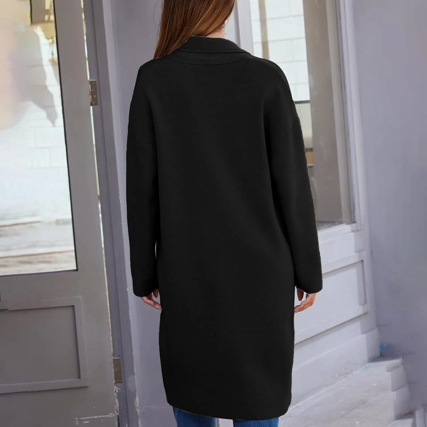 SHAOBGE Cardigan for Women Women's Autumn and Winter Solid Color Fashionable Thin Lapel Long Woolen Fall Outfits