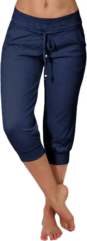 SHAOBGE Summer Pants for Women 2024 Summer New Casual Cropped Elastic Pants for Women Fashion Trendy Pants for