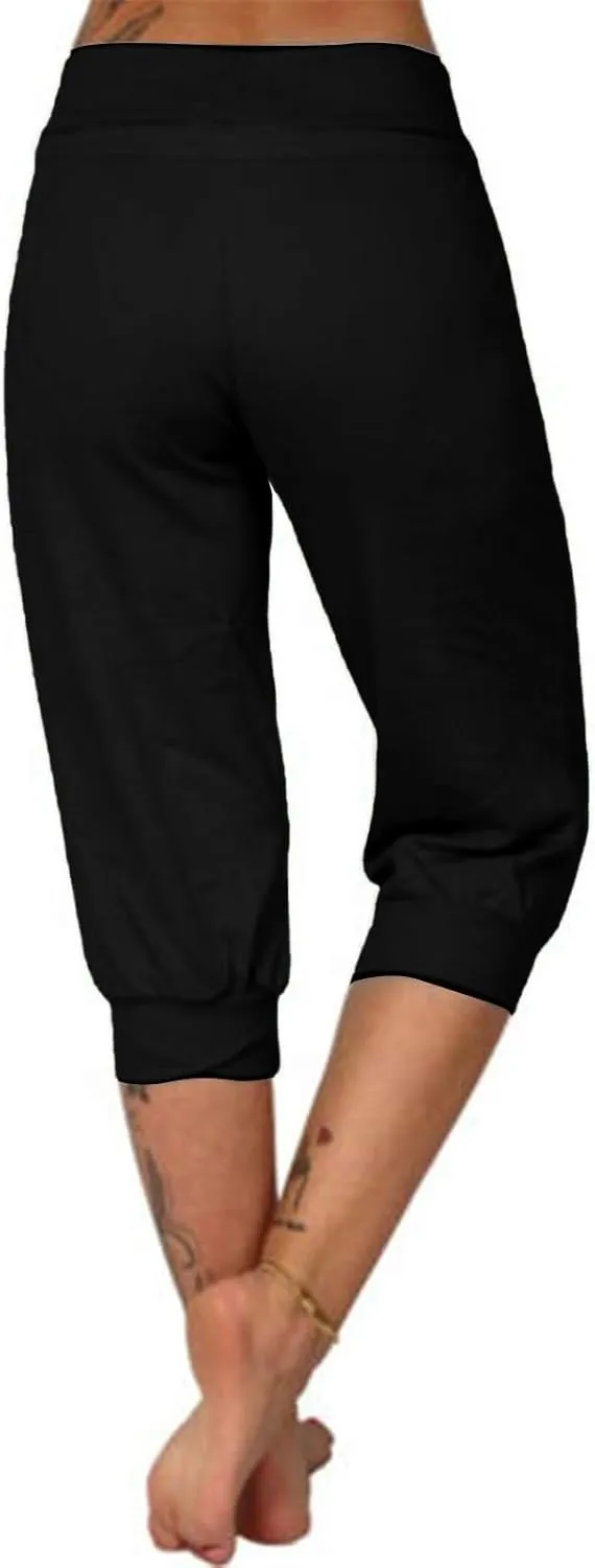 SHAOBGE Summer Pants for Women 2024 Summer New Casual Cropped Elastic Pants for Women Fashion Trendy Pants for
