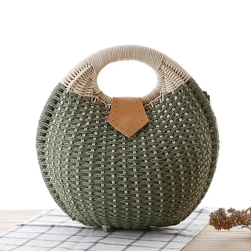 Shell Rattan Tote Bag Fashion Summer Female Shoulder Handbags Large Capacity Shopping Basket Beach Tote Straw Bag Women Purses