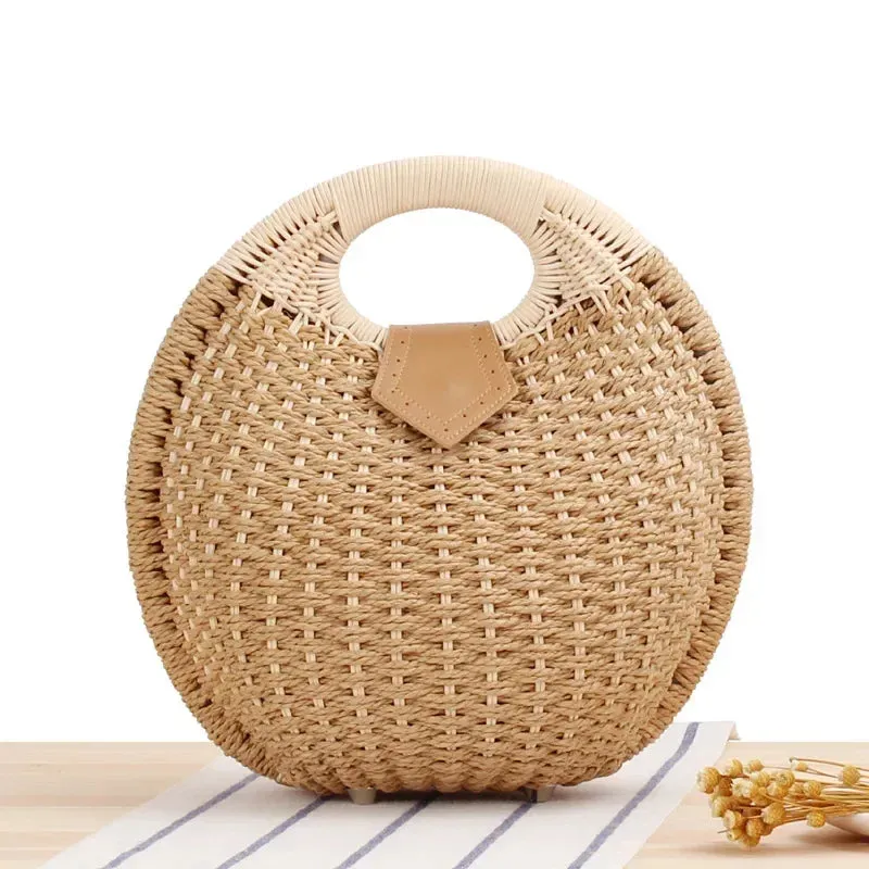 Shell Rattan Tote Bag Fashion Summer Female Shoulder Handbags Large Capacity Shopping Basket Beach Tote Straw Bag Women Purses