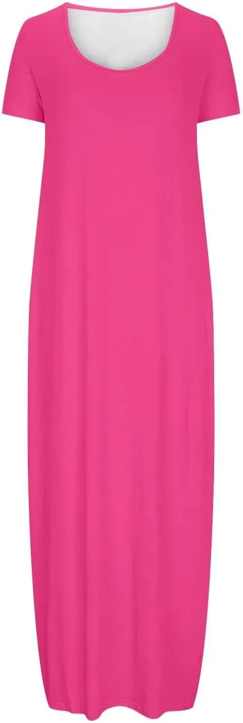 Shirt Dresses for Women Plus Size Casual Short Sleeve Maxi Sundresses Loose Fit Elegant Summer Beach Long Dress