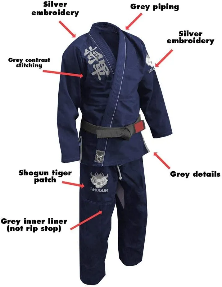 SHOGUN Fight Jiu Jitsu Gi Ultra Light 'Kanji' 350gsm Pearl Weave Cotton Premium BJJ