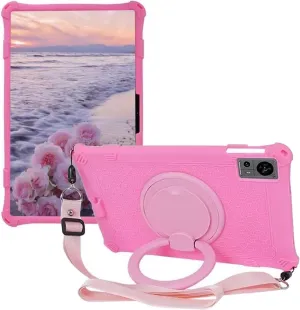 Silicone Tablet Case with 360 Rotating Kickstand Handle/Shoulder Strap Cute Cover Compatible with Teclast T60 12 inch Pink
