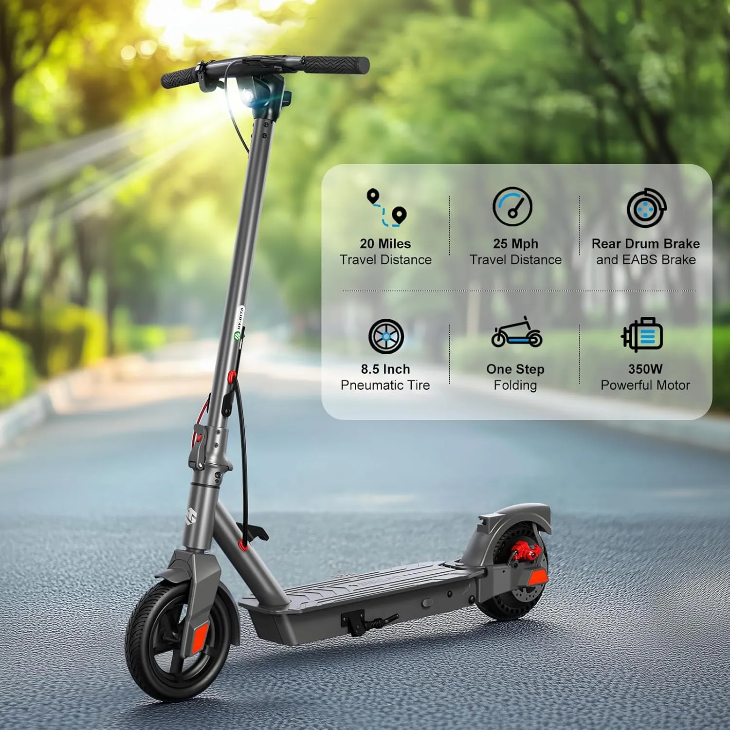 SISIGAD Electric Scooter Adults,Top Speed19/23/25Mph,Max 23/25 Miles Long Range,8.5" /10'' Tires,Peak 500W Motor,Folding E-Scooter Adults with Double Braking System, Smart Control