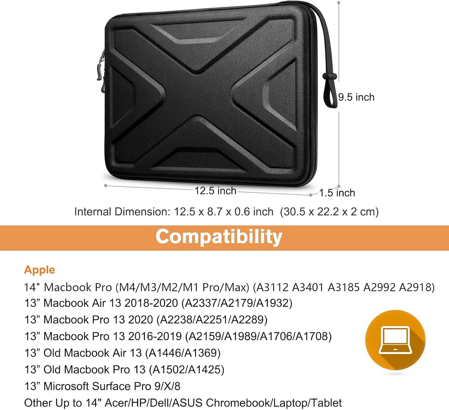 SITHON Hard Shell Laptop Sleeve Case for 13-14 inch Chromebook, Computer Carrying Case for MacBook Pro 14 M4 Pro/Max 2024, 13" MacBook Pro/Air, Other Up to 14" Acer/HP/Dell/ASUS Chromebook, Black