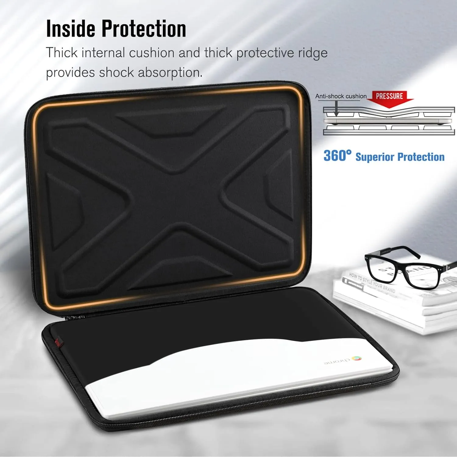 SITHON Hard Shell Laptop Sleeve Case for 13-14 inch Chromebook, Computer Carrying Case for MacBook Pro 14 M4 Pro/Max 2024, 13" MacBook Pro/Air, Other Up to 14" Acer/HP/Dell/ASUS Chromebook, Black