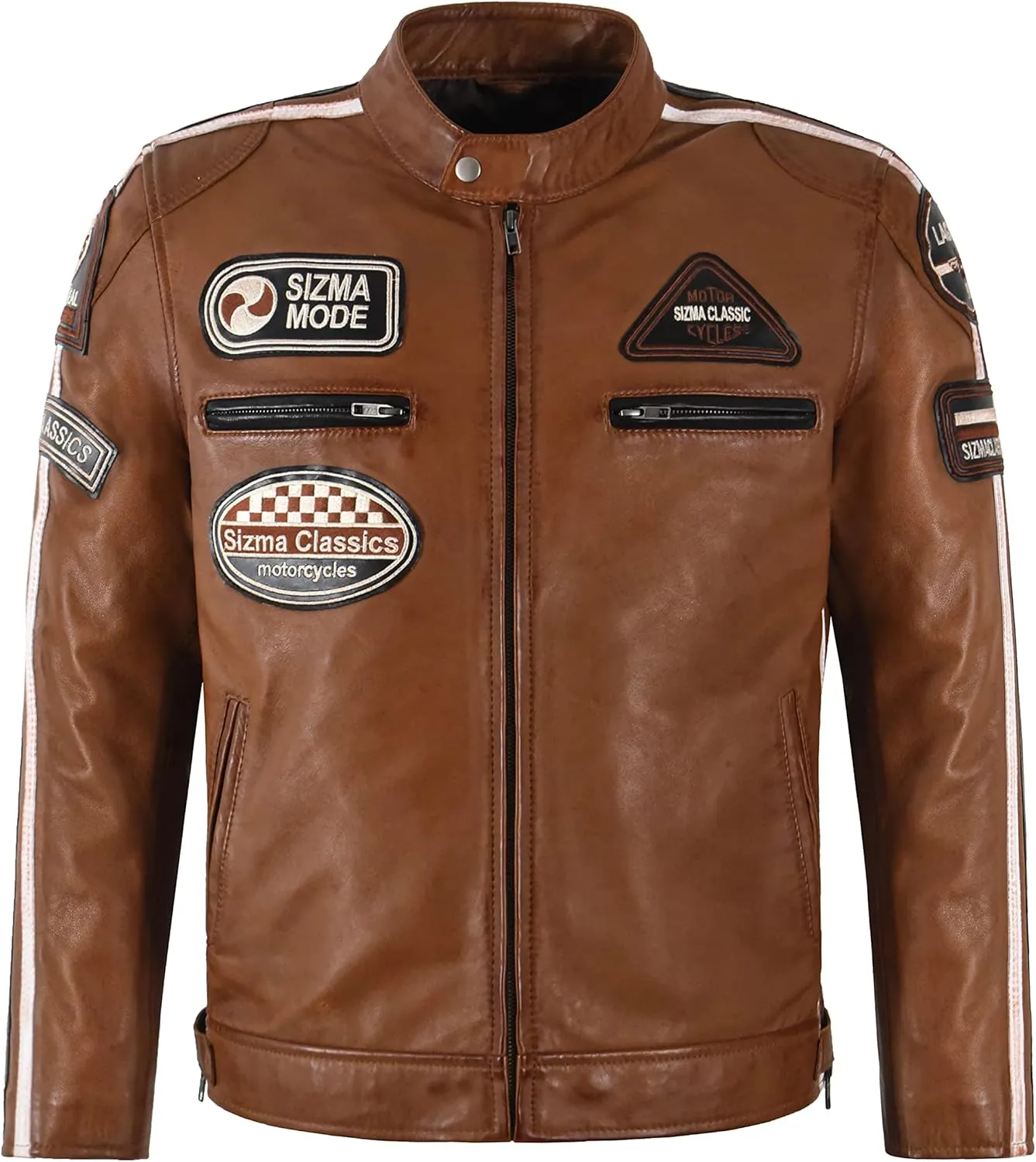 SIZMA Men's Leather Jacket Classic Motorcycle Fashion Real Lambskin Leather 5011