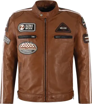 SIZMA Men's Leather Jacket Classic Motorcycle Fashion Real Lambskin Leather 5011