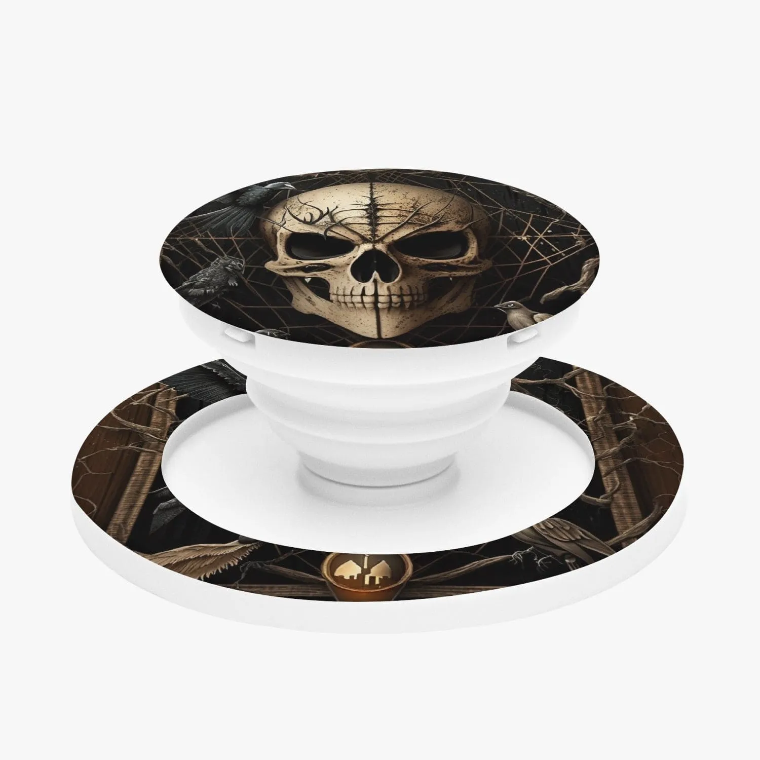 Skull Magnetic Collapsible Grip And Stand Black or White