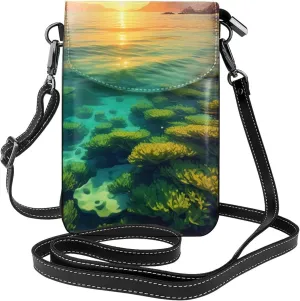 Small Crossbody Bags for Women,Leather Shoulder Bag for Cell Phone Purse with Strap and Rainbow Hearts Printed