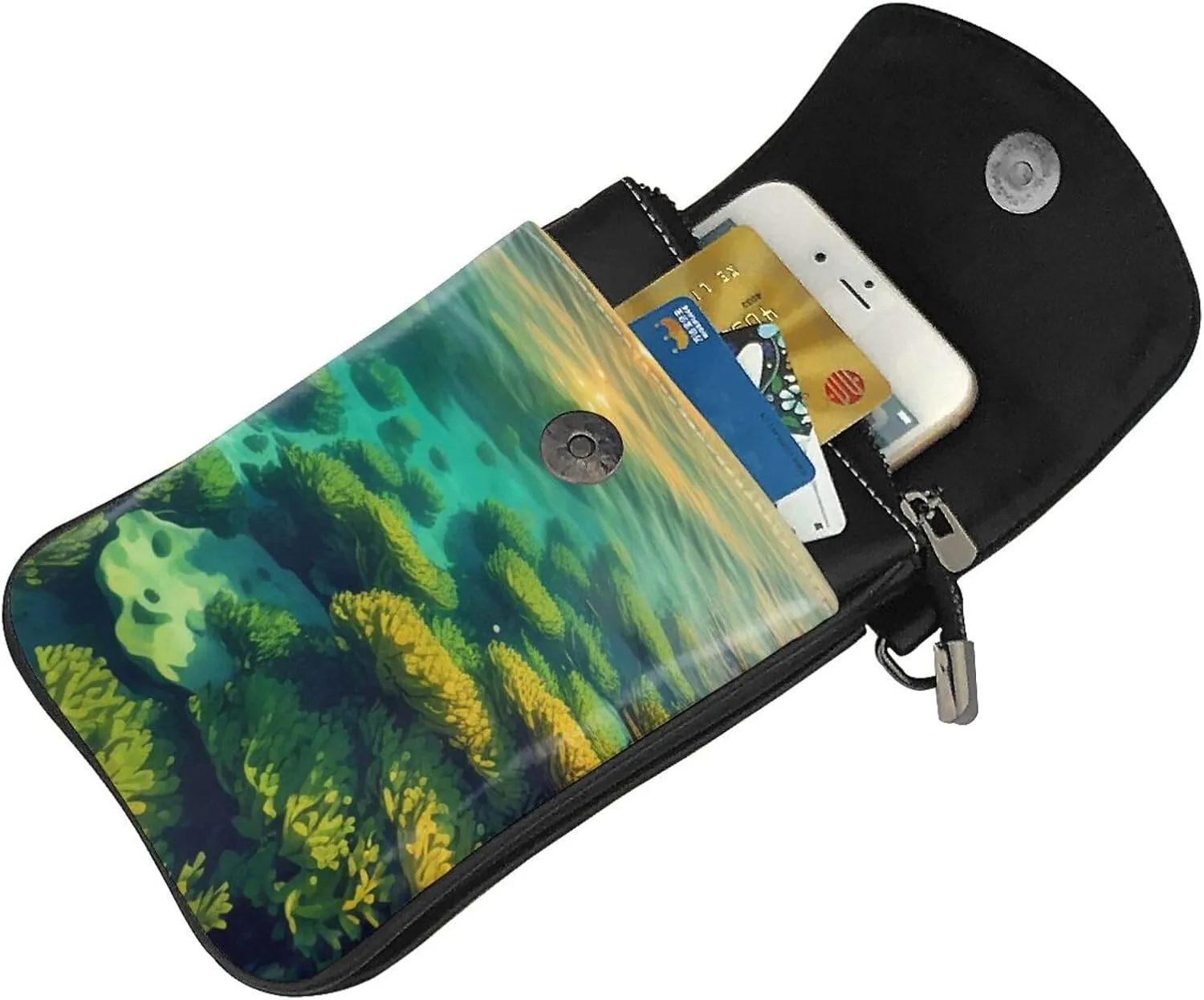 Small Crossbody Bags for Women,Leather Shoulder Bag for Cell Phone Purse with Strap and Rainbow Hearts Printed