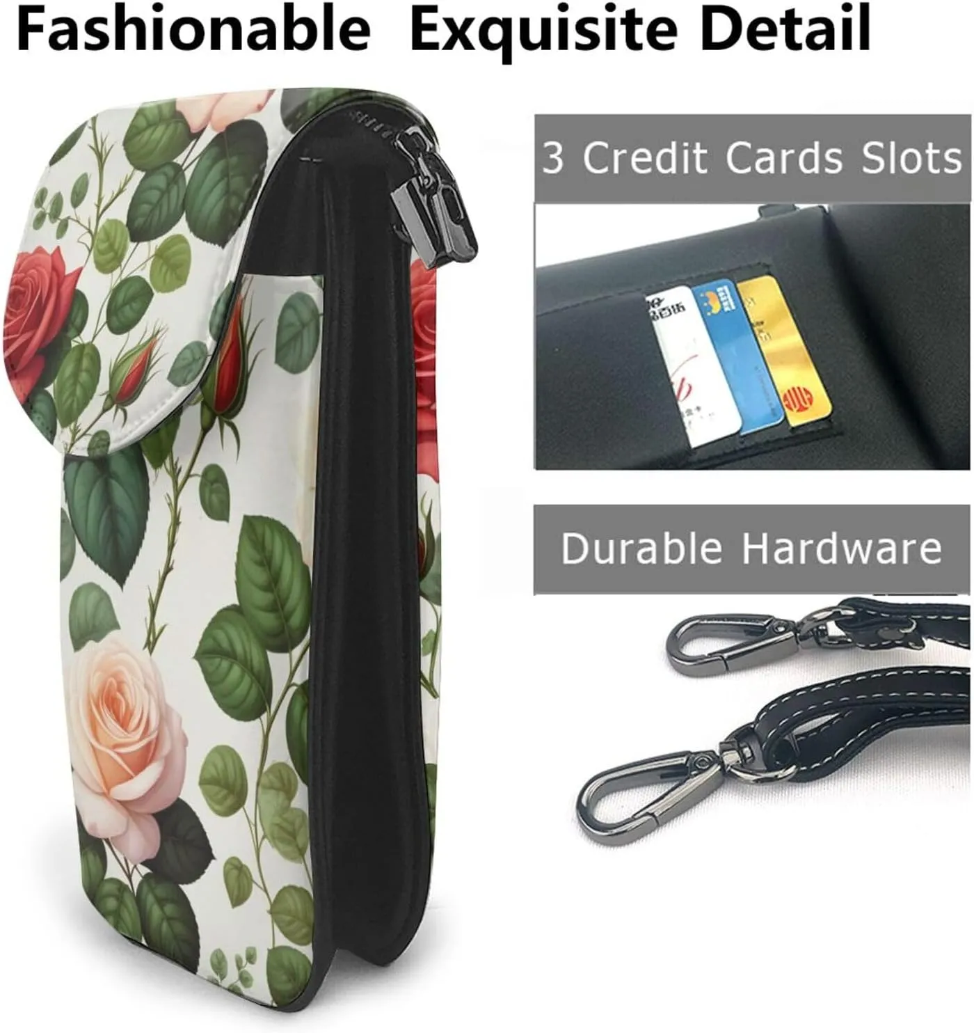 Small Crossbody Bags for Women,Leather Shoulder Bag for Cell Phone Purse with Strap and Rainbow Hearts Printed