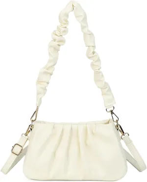 Small Crossbody Handbags for Women Cloud Design Hobo Shoulder Bag Cute Mini Clutch Purses Ruched Vegan Leather Bag