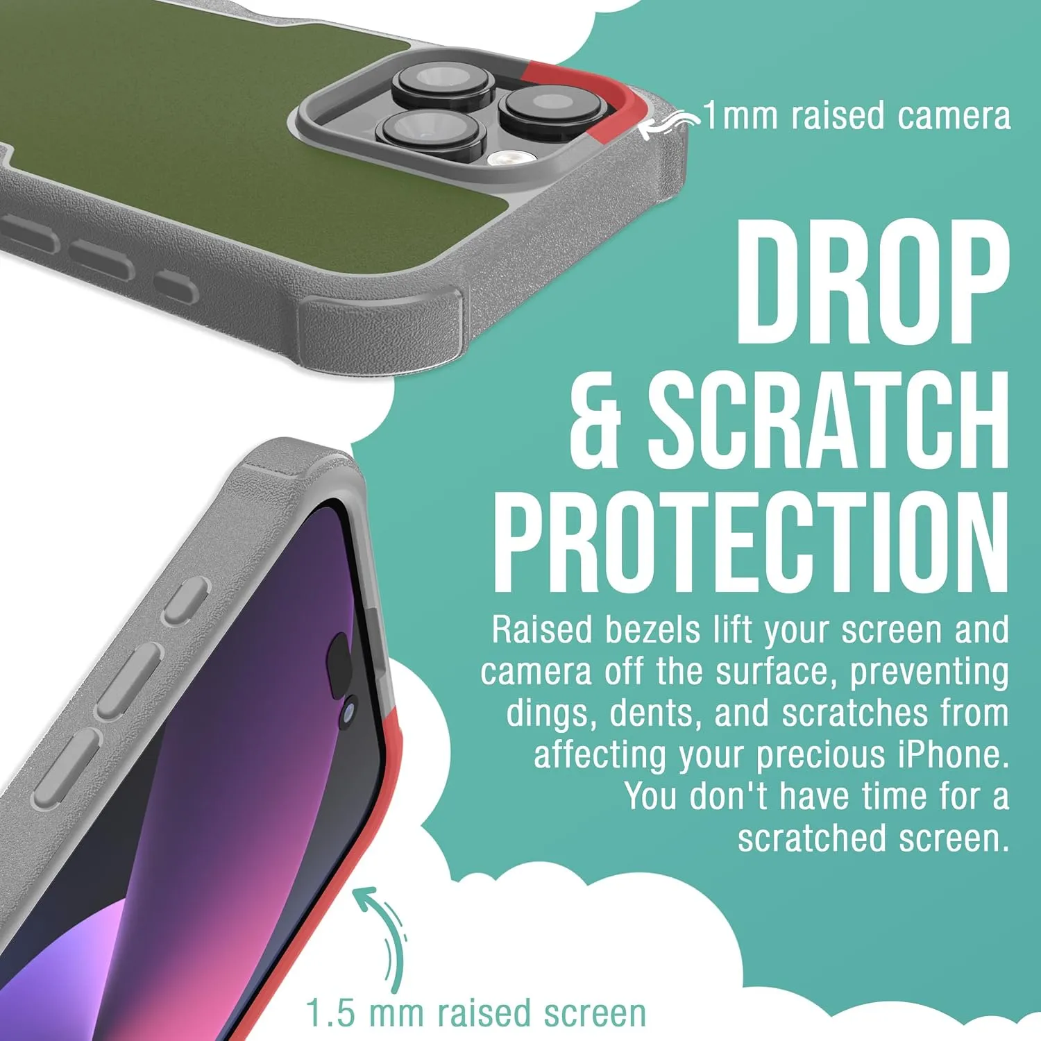 Smartish® iPhone 15 Pro Max Protective Magnetic Case - Gripzilla Compatible with MagSafe [Rugged Heavy Duty Grip Armor Cover] w/Drop Tested Protection for Apple iPhone 15 Pro Max - Lost in The Moss