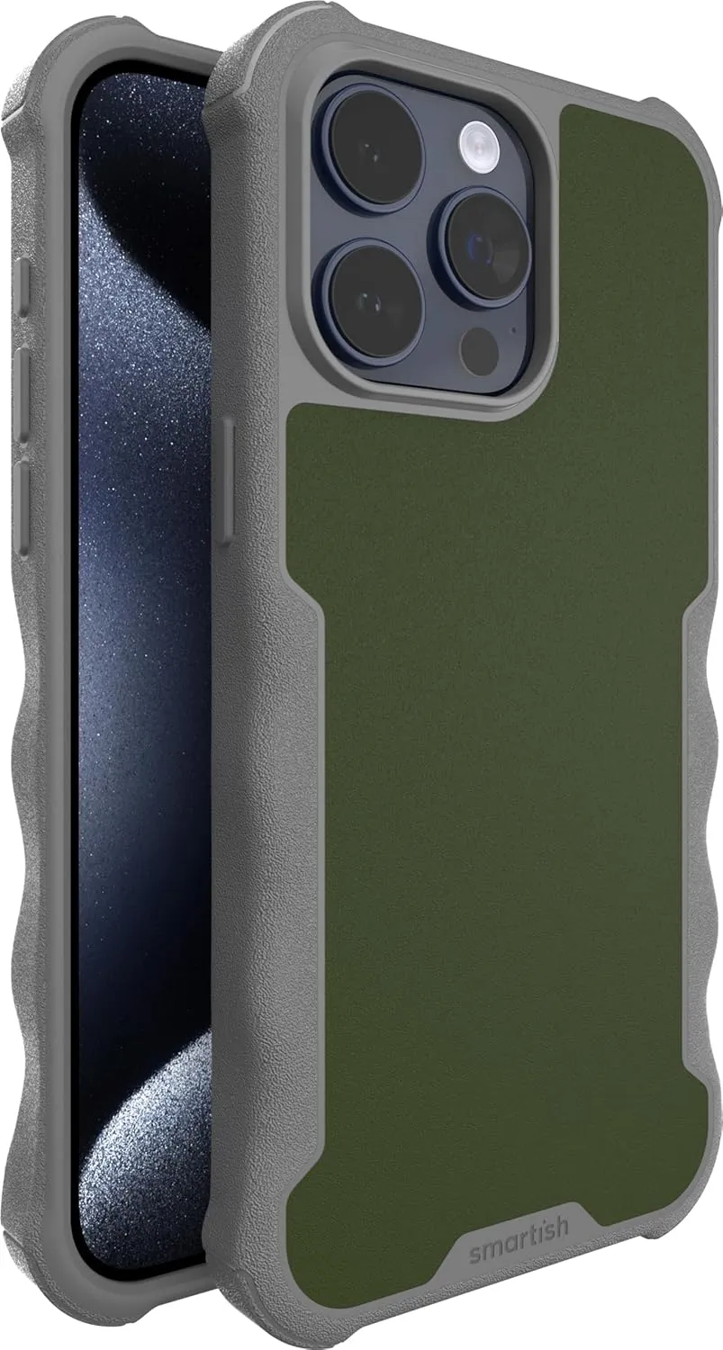 Smartish® iPhone 15 Pro Max Protective Magnetic Case - Gripzilla Compatible with MagSafe [Rugged Heavy Duty Grip Armor Cover] w/Drop Tested Protection for Apple iPhone 15 Pro Max - Lost in The Moss