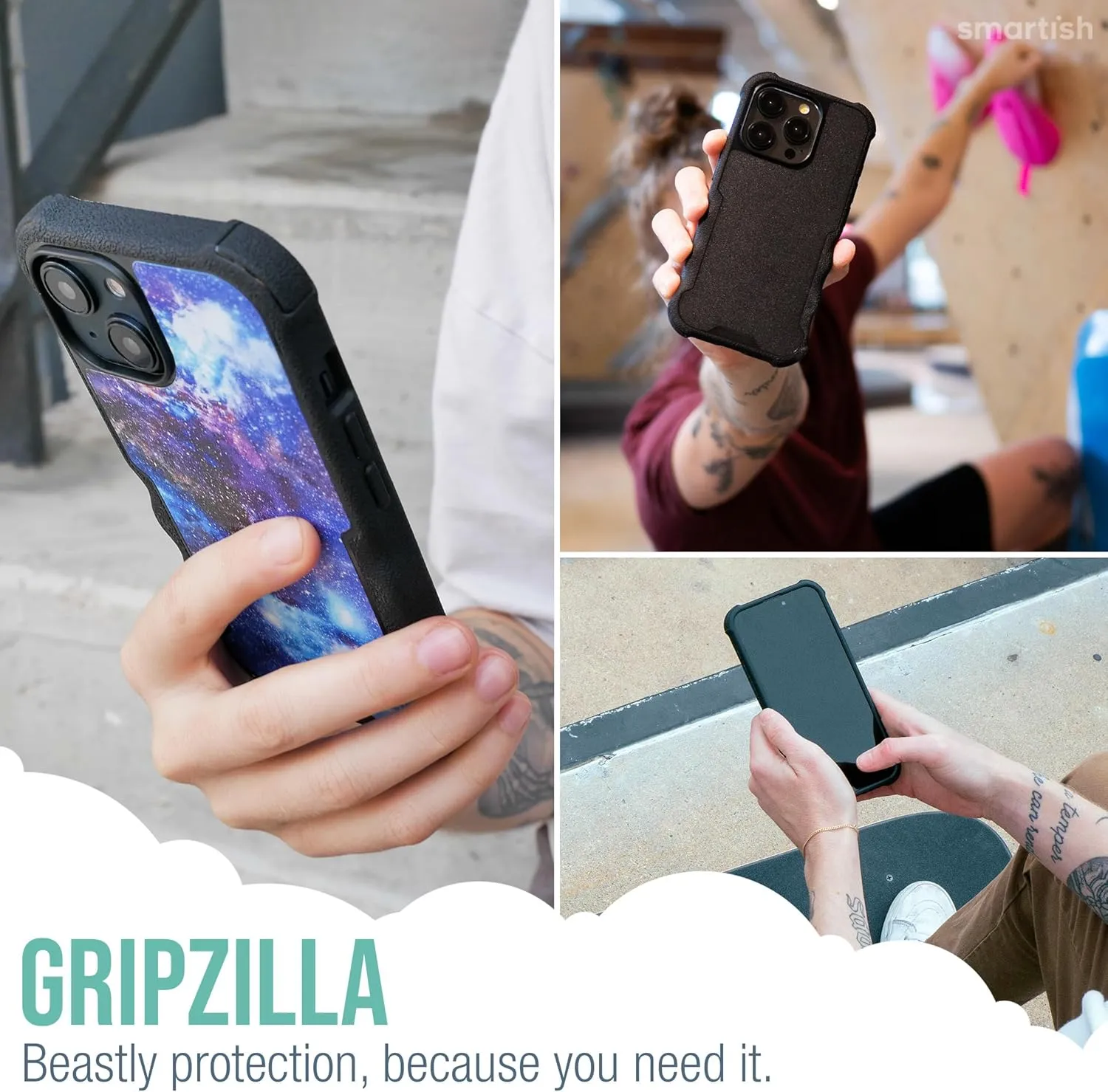 Smartish® iPhone 15 Pro Max Protective Magnetic Case - Gripzilla Compatible with MagSafe [Rugged Heavy Duty Slim Grip Armor Cover] w/Drop Tested Protection for Apple iPhone 15 Pro Max - Spaced Out