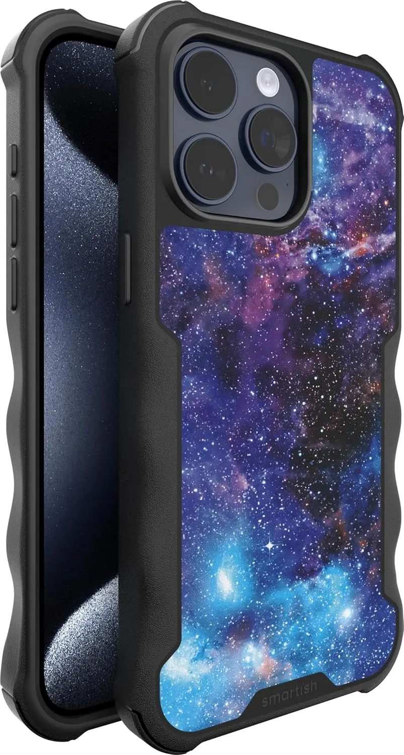 Smartish® iPhone 15 Pro Max Protective Magnetic Case - Gripzilla Compatible with MagSafe [Rugged Heavy Duty Slim Grip Armor Cover] w/Drop Tested Protection for Apple iPhone 15 Pro Max - Spaced Out
