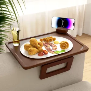 Smatdecis Couch Arm Tray Table Sofa Arm Clip, Armrest Tray Table Suitable for Home Drinks/Fast Food/Fruit Etc, Large Size Multi-Function Black(360° Rotating Stand B)