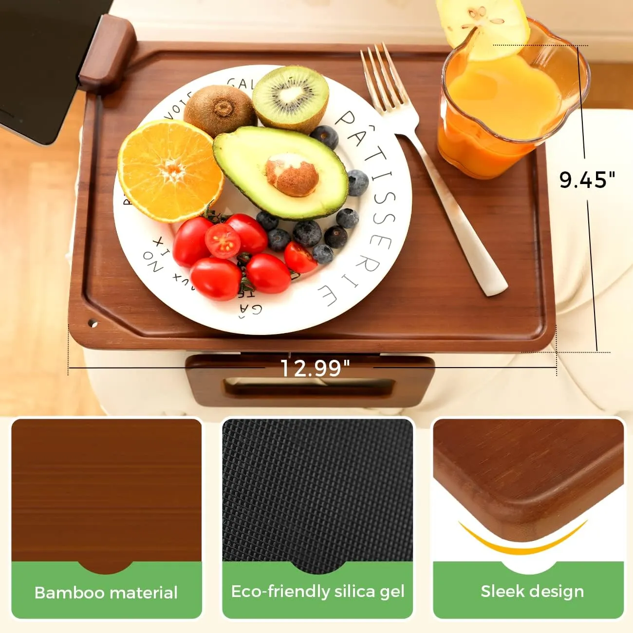 Smatdecis Couch Arm Tray Table Sofa Arm Clip, Armrest Tray Table Suitable for Home Drinks/Fast Food/Fruit Etc, Large Size Multi-Function Black(360° Rotating Stand B)