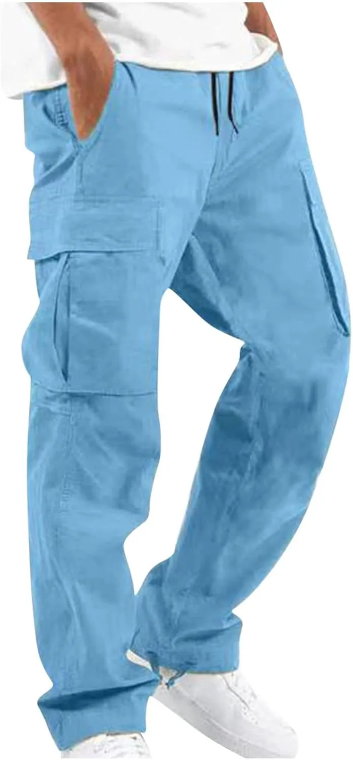 SMIDOW Mens Cargo Pants Relaxed Fit Elastic Waist Casual Loose Joggers Workout Athletic Pant Trousers Trendy Sweatpants