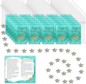 Smiling Wisdom - Bulk 25 Gift Sets - The Starfish Story You Make a Profound Difference Appreciation Mini Cards - Artistic Beads and Bags - Staff Employee Men Women - 75pcs - Silver Seafoam