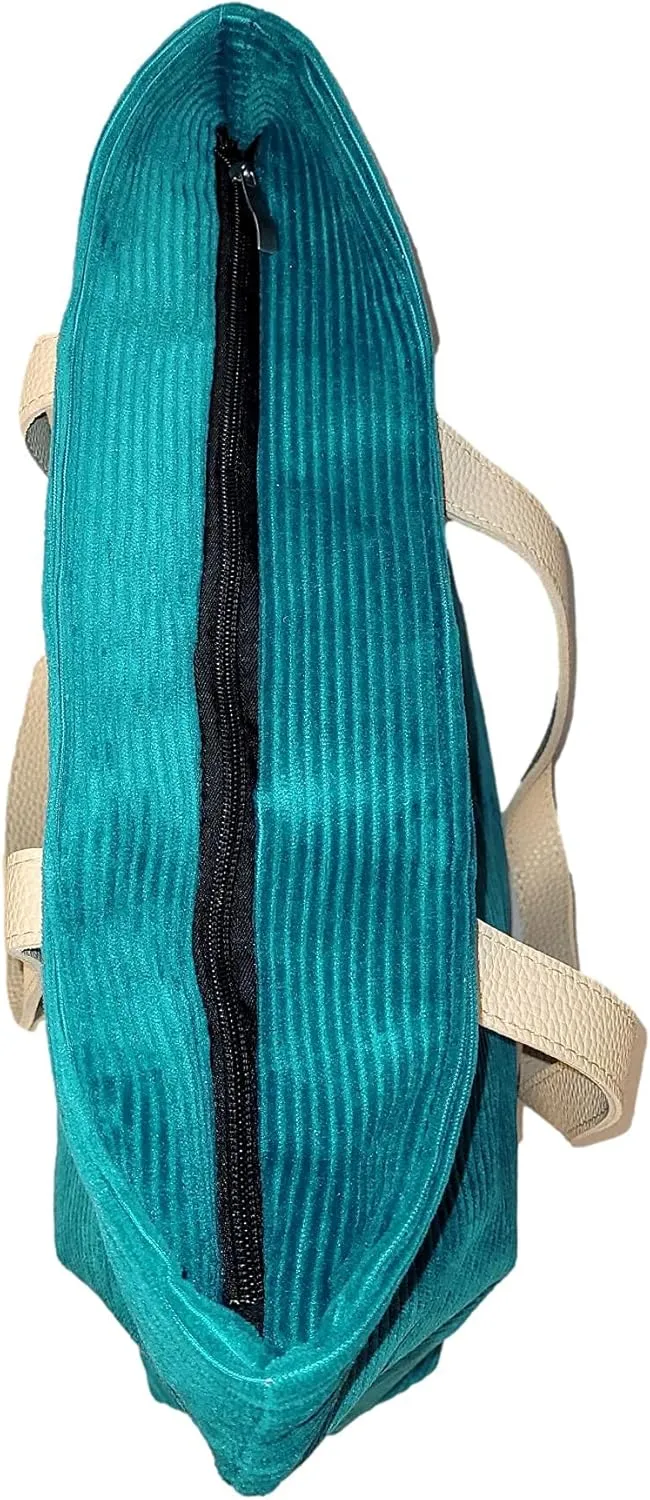 SONA G DESIGNS Large Zipper Closure Corduroy Bag for Women with Inner Pocket
