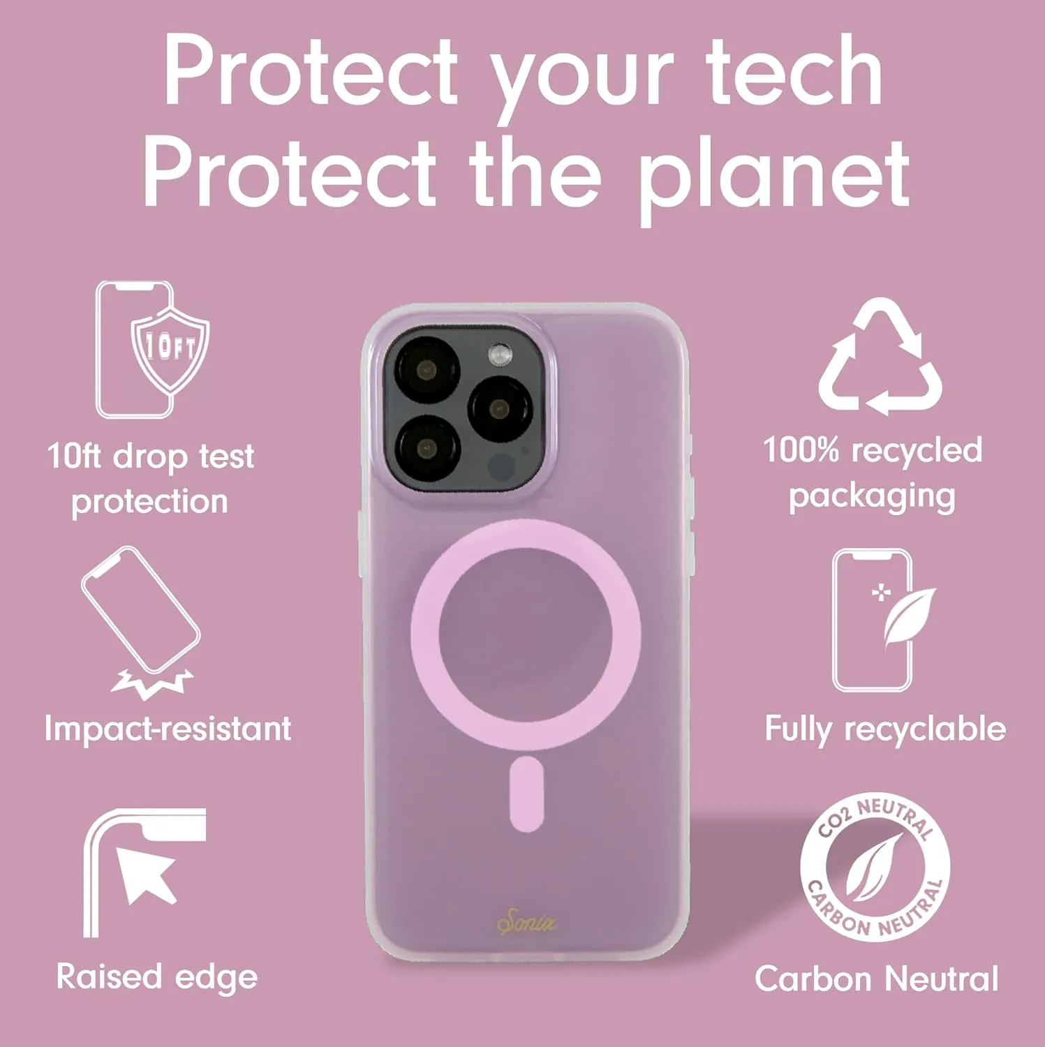 Sonix Protective Phone Case for iPhone 15 Pro Max | Compatible with Magsafe | 10ft Drop Tested | Jelly Pink