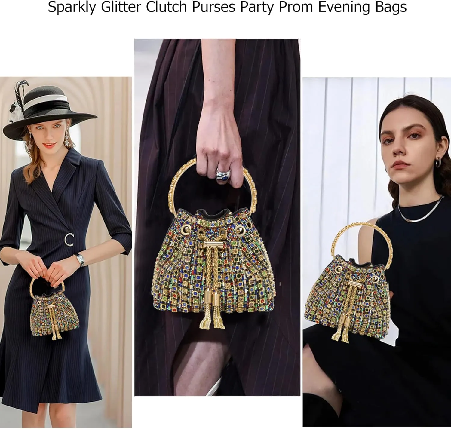 Sparkly Diamond Evening Bag Clutch Purses for Women Rhinestone Purse Glitter Handbag for Party Prom Cocktail Wedding