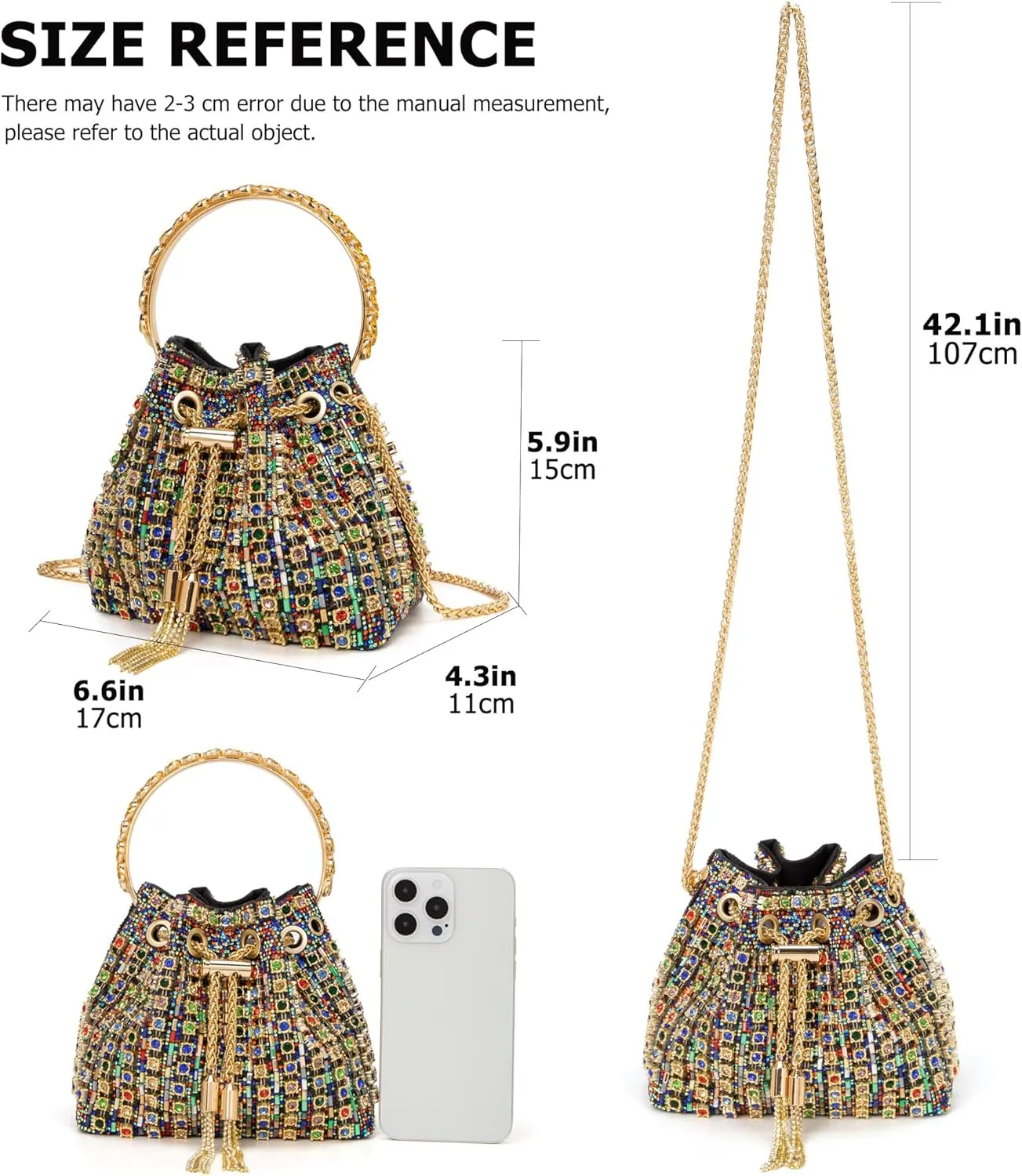 Sparkly Diamond Evening Bag Clutch Purses for Women Rhinestone Purse Glitter Handbag for Party Prom Cocktail Wedding