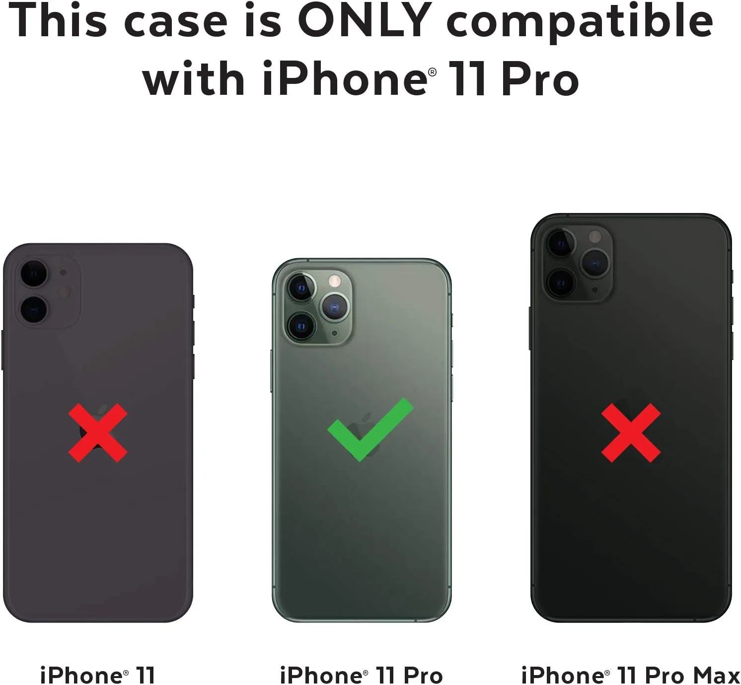 Speck CandyShell iPhone 11 Pro Case, Black/Slate Grey