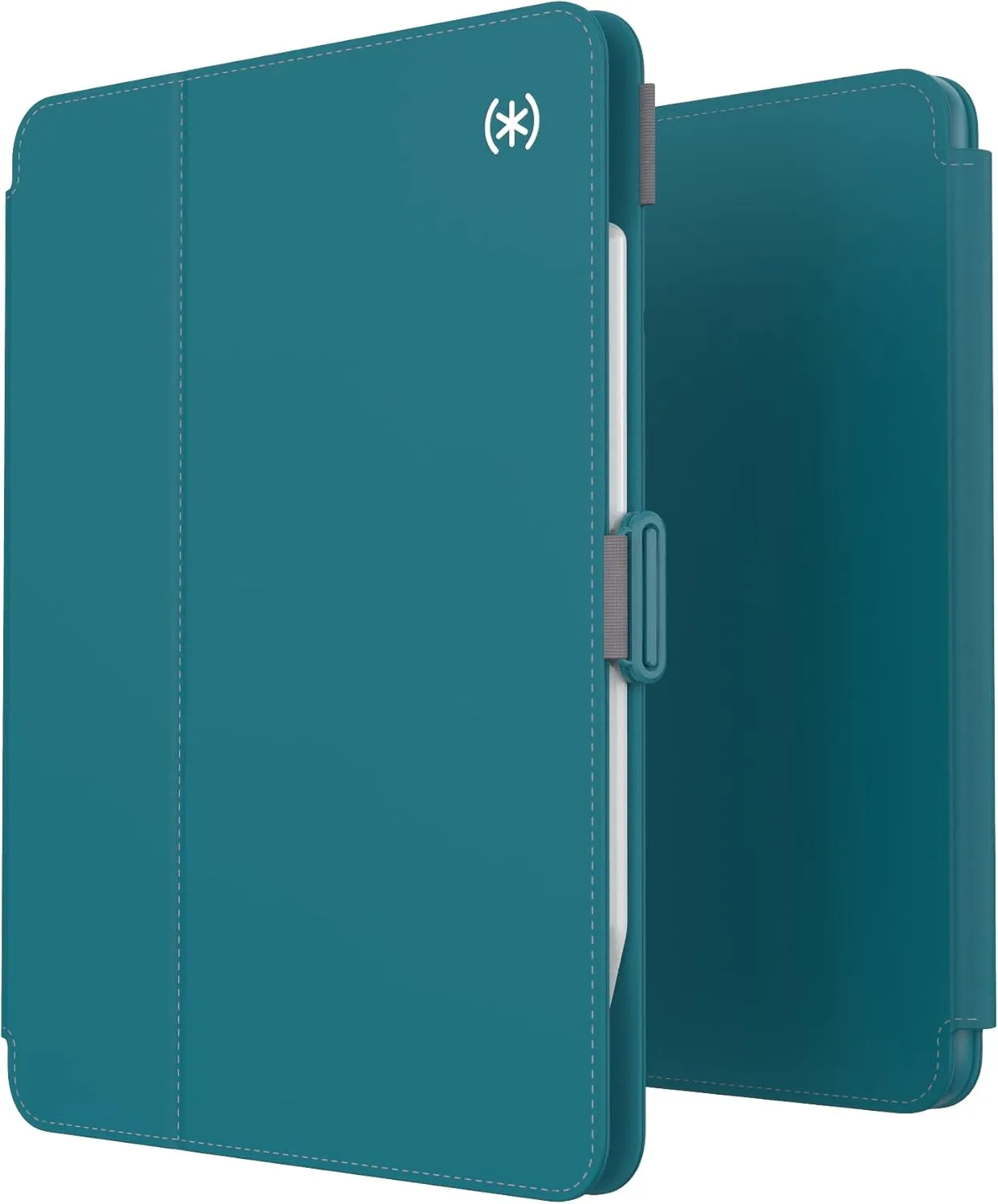 Speck Case for iPad Pro 4th Generation 11 Inch - Drop & Camera Protection, Slim Multi Range Stand, Apple Pencil Holder - Deep Sea Teal/Cloudy Grey/White