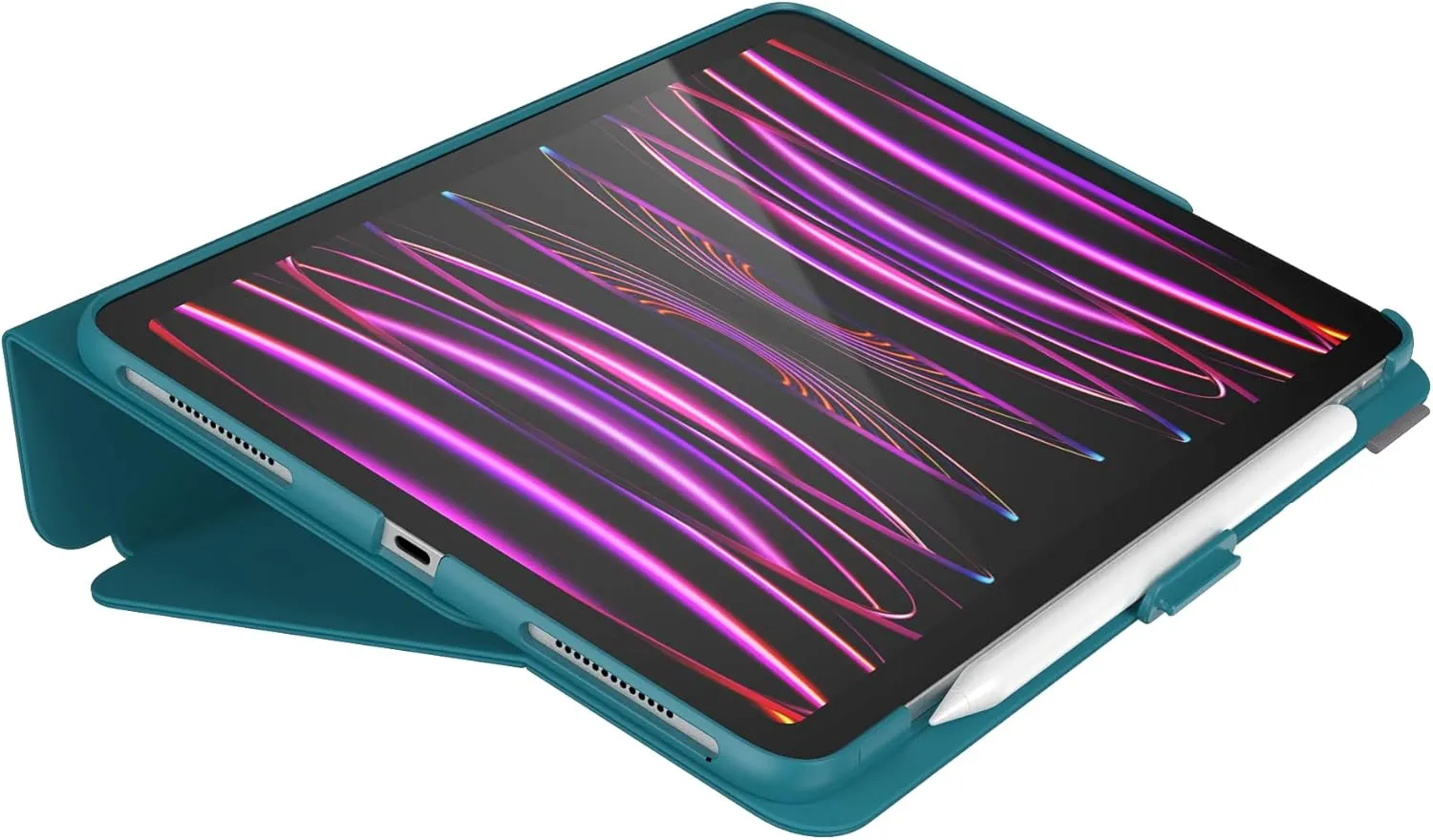Speck Case for iPad Pro 4th Generation 11 Inch - Drop & Camera Protection, Slim Multi Range Stand, Apple Pencil Holder - Deep Sea Teal/Cloudy Grey/White