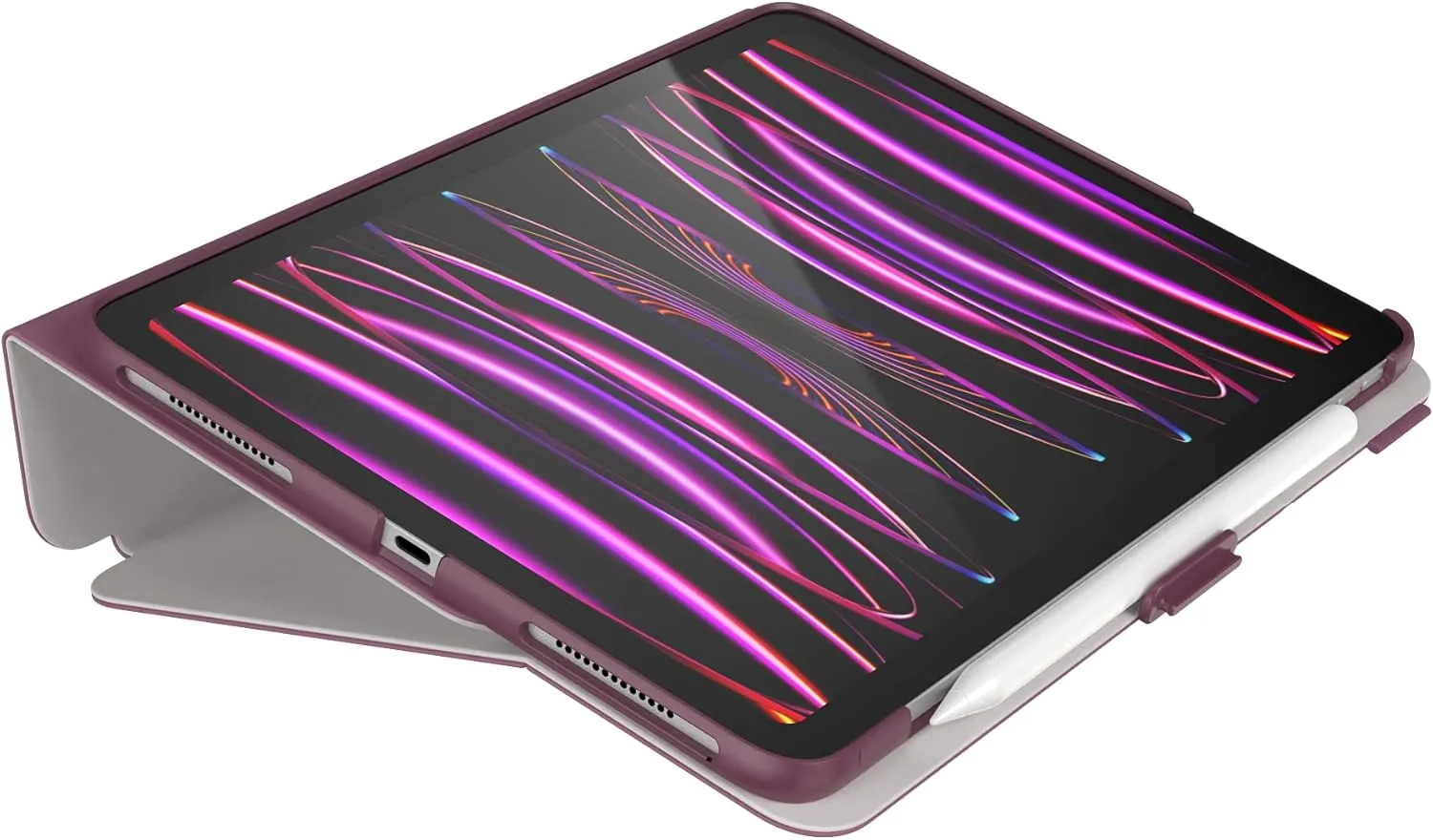 Speck Case for iPad Pro 4th Generation 11 Inch - Drop & Camera Protection, Slim Multi Range Stand, Apple Pencil Holder - Plumberry/Crushed Apple/CrepePink