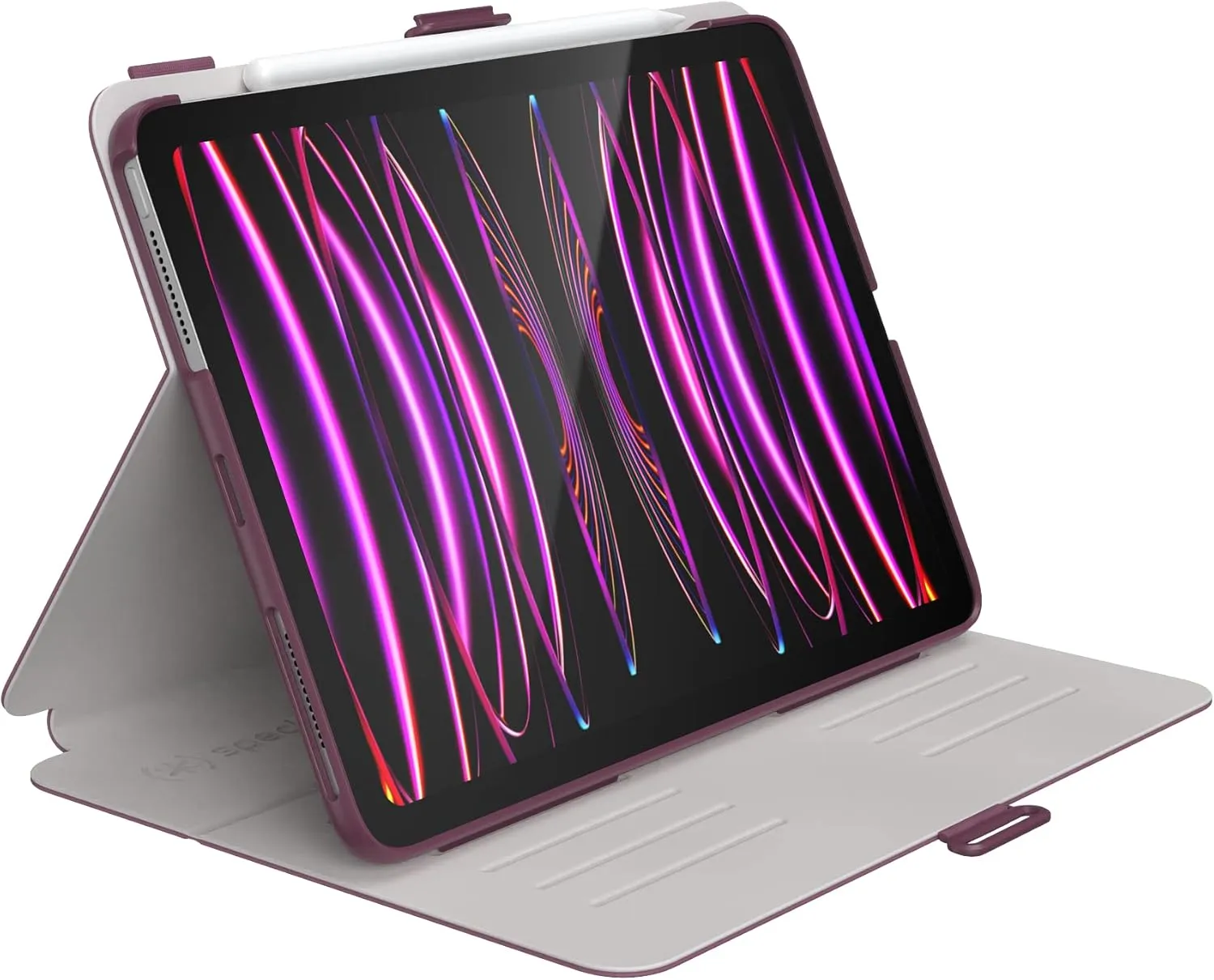 Speck Case for iPad Pro 4th Generation 11 Inch - Drop & Camera Protection, Slim Multi Range Stand, Apple Pencil Holder - Plumberry/Crushed Apple/CrepePink