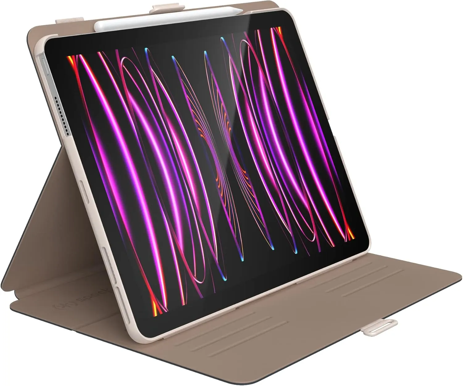 Speck Case for iPad Pro 6th Generation 12.9 Inch - Drop & Camera Protection, Slim Multi Range Stand, Apple Pencil Holder - Almond Milk/Mocha/Charcoal