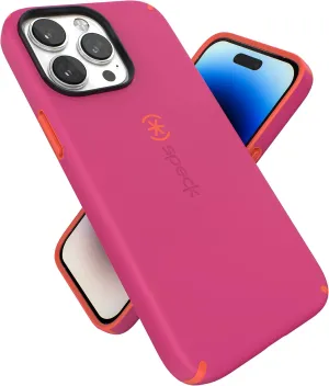 Speck for iPhone 14 Pro Max Case - Drop Protection, Scratch Resistant, Built for MagSafe Case with Soft Touch Coating - 6.7" iPhone 14, Dual Layer Case - Digital Pink/Energy Red Candyshell