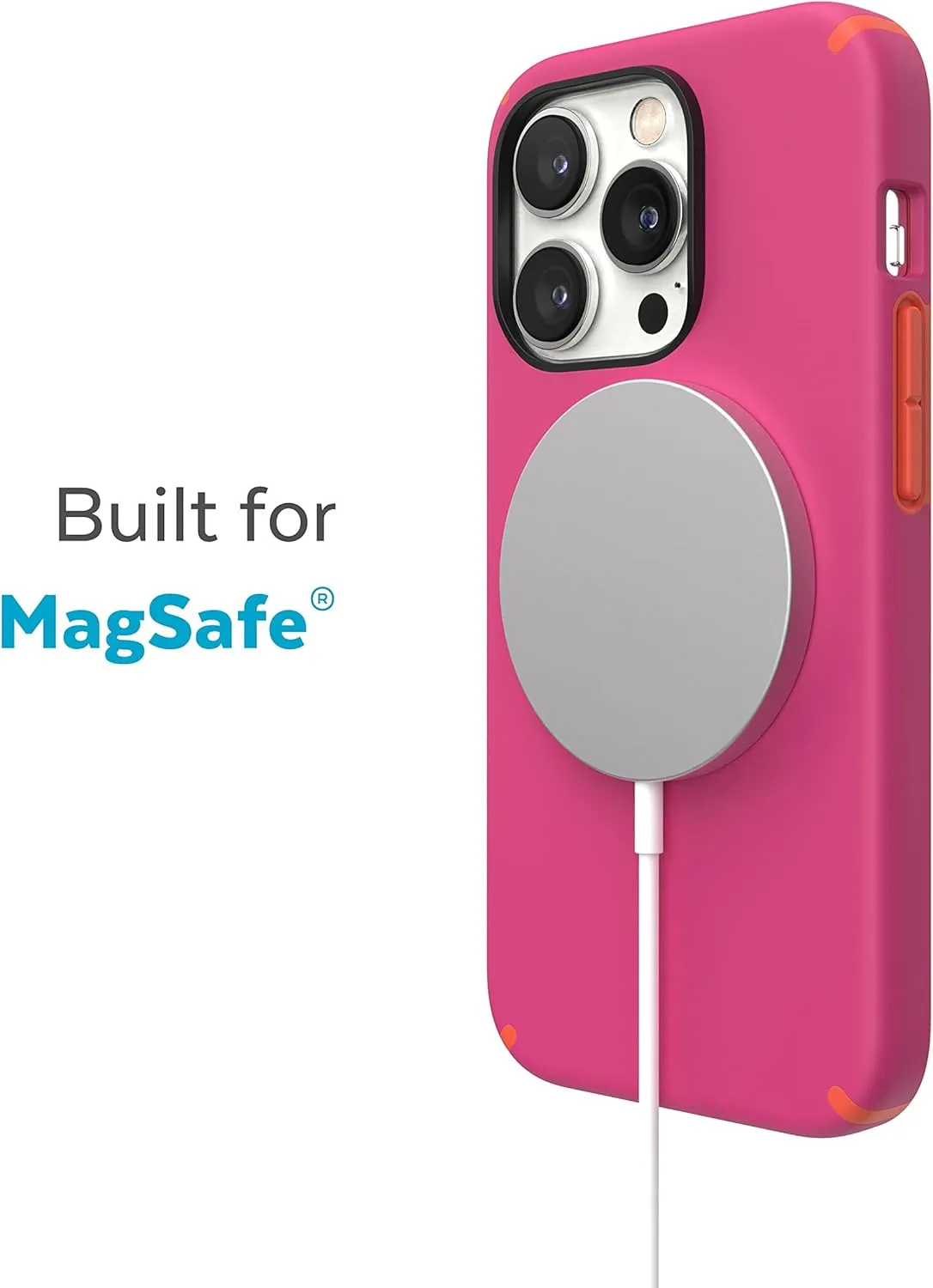 Speck for iPhone 14 Pro Max Case - Drop Protection, Scratch Resistant, Built for MagSafe Case with Soft Touch Coating - 6.7" iPhone 14, Dual Layer Case - Digital Pink/Energy Red Candyshell