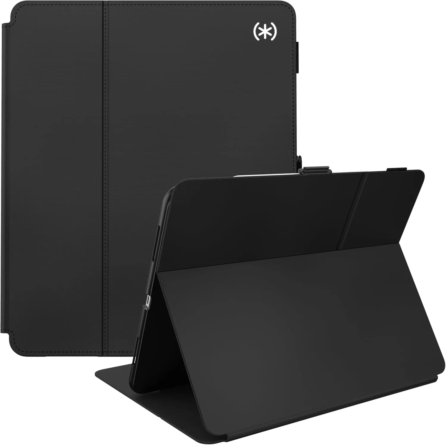 Speck New iPad Pro 12.9-13 Inch Case (2024 Model, 7th Generation) with Pencil Holder, Drop & Camera Protection, Slim Multi Range Stand, Balance Folio, No Auto/Sleep Wake Function - Black/Black/White