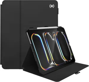 Speck New iPad Pro 12.9-13 Inch Case (2024 Model, 7th Generation) with Pencil Holder, Drop & Camera Protection, Slim Multi Range Stand, Balance Folio, No Auto/Sleep Wake Function - Black/Black/White