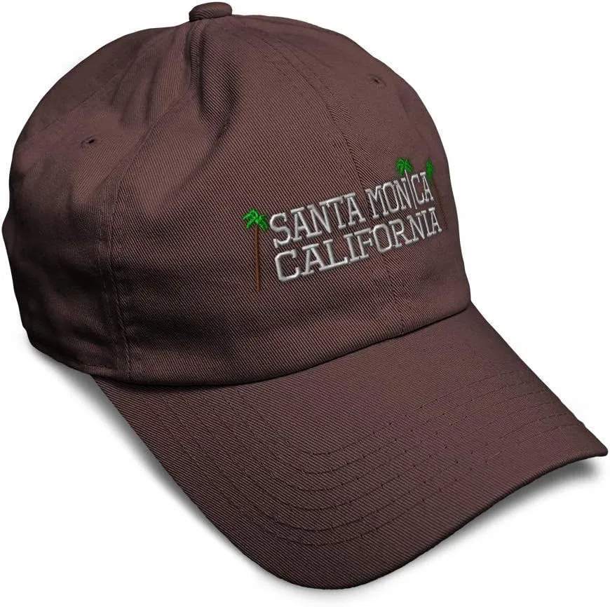 Speedy Pros Soft Baseball Cap Santa Monica California Beach State Map Names Vacation Cotton Dad Hats for Men & Women