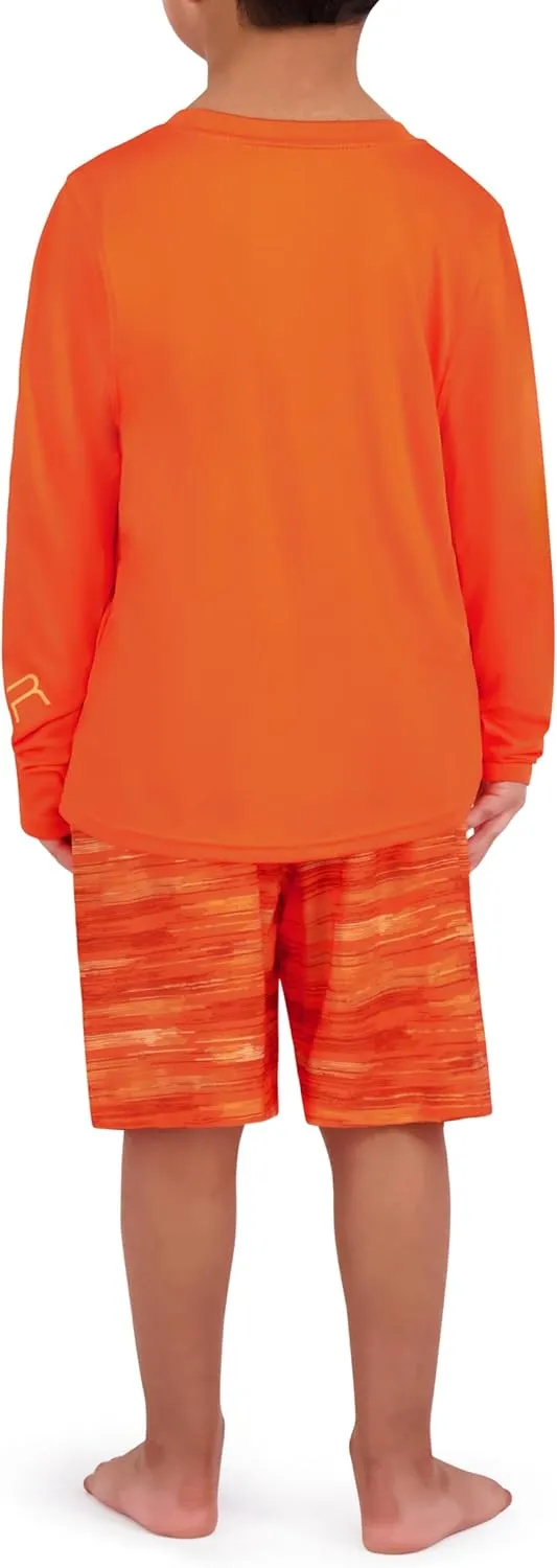 Spyder Boys' Rash Guard UPF 30  Rashguard & Quick-Dry Trunks, 2-Piece Swim Set, Brief Liner, Pockets, Drawstring Waist