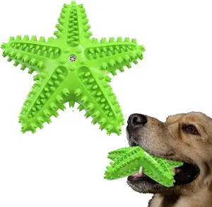 Squeaky Dog Toys - Starfish Natural Teeth Cleaning Toy for Small & Medium Dogs (Green)