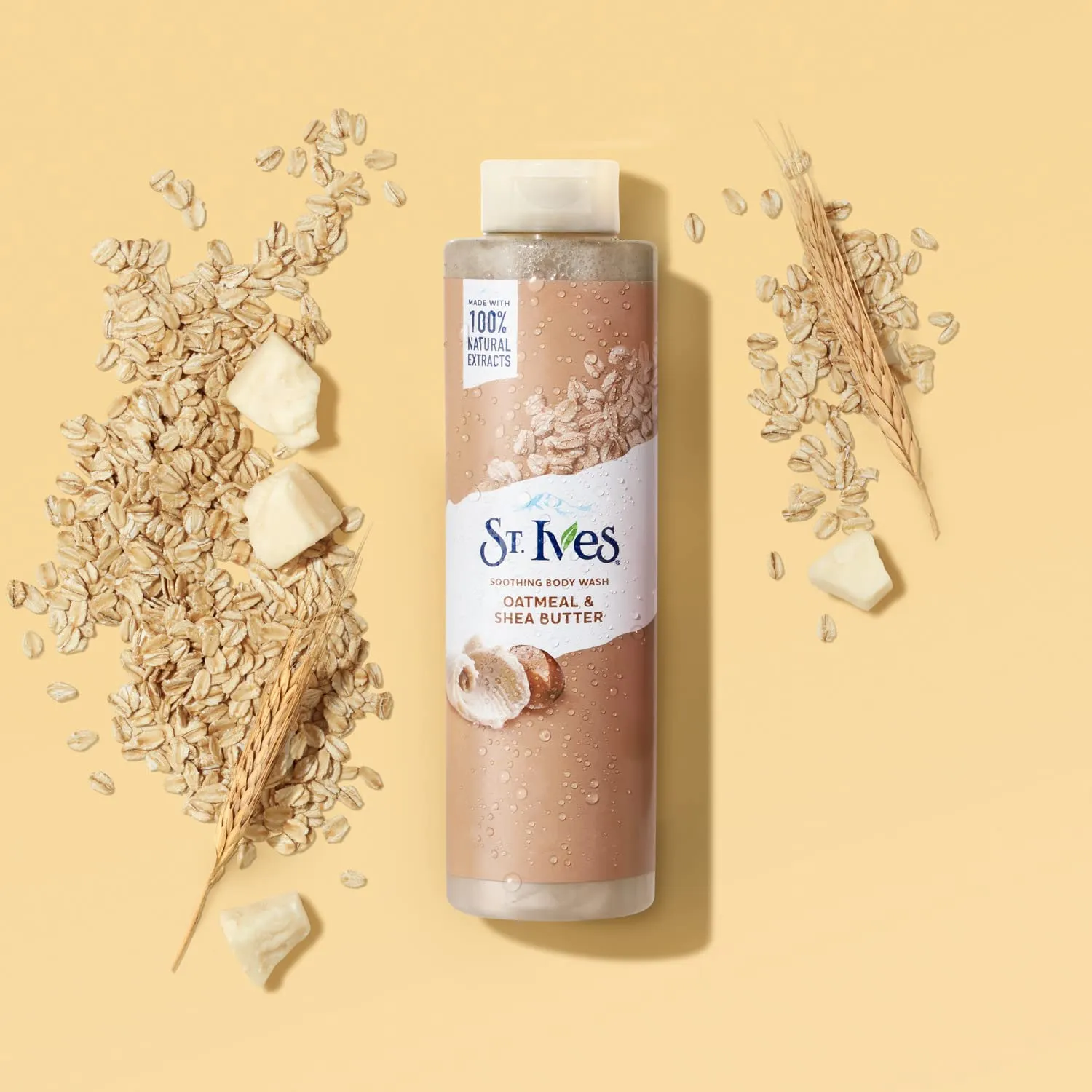 St Ives Body Wash, Shooting Body Wash, Oatmeal & Shea Butter, Sea Salt & Pacific Seaweed, Exfoliating, Natural Extracts, 650 ml each, 2 Pieces