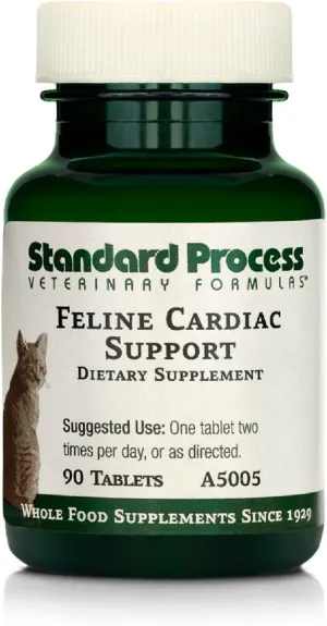 Standard Process Inc. Feline Cardiac Support - Cardiovascular System Supplement for Felines - Dietary Cat Supplement to Support Heart Health & Function - Nutritional Tablet Supplement - 90 Tablets