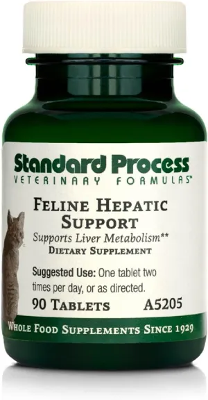 Standard Process Inc. Feline Hepatic Support - Cat Health Supplement for Liver Support - Hepatic Circulation & Liver Metabolism Aid - Tablet Supplement to Aid Hepatic Immune Function - 90 Tablets